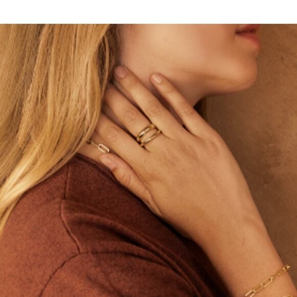 Loren Stewart x Curateur - Deux Open Band 14k Gold Plated Gold Ring Size 7 NWT - Picture 2 of 4